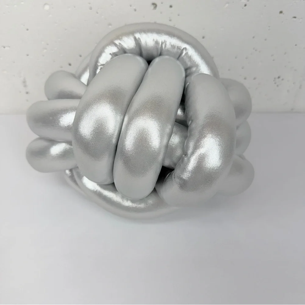 Truly Lou Silver Knot Ball Decorative Pillow 15”
